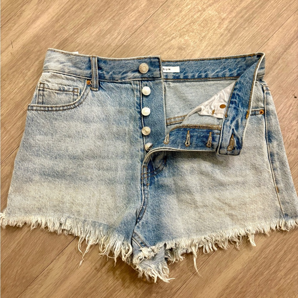 PacSun Light Blue Frayed Jean Shorts